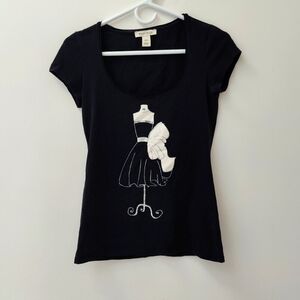 Black Short Sleeve Top with Dress Form Design